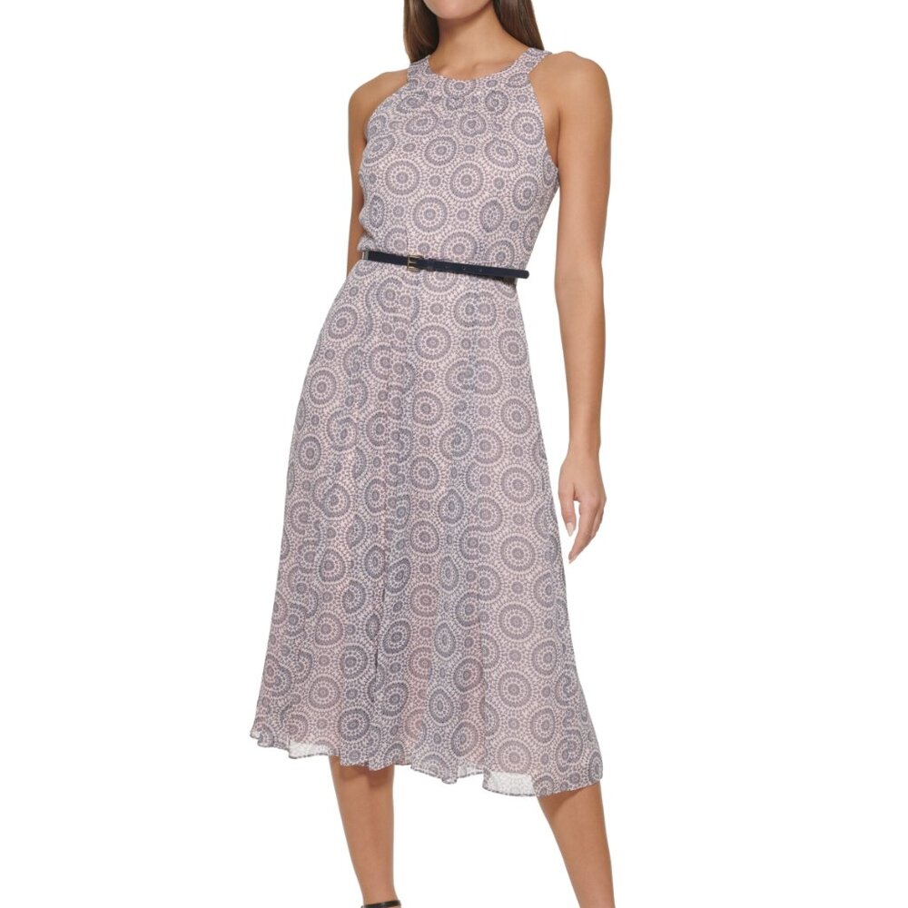 Tommy Hilfiger - Women's Printed Belted MIDI Dress
